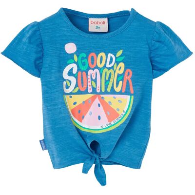 Boboli Knit T-Shirt Flame 110 BLUE 110 Boboli Knit T-Shirt Flame 110 BLUE 110
