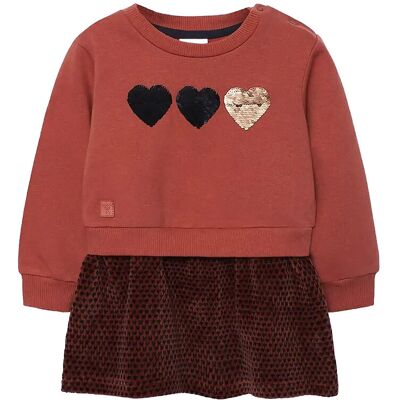 Boboli Fleece Combined Dress 80 COPPER 80 Boboli Fleece Combined Dress 80 COPPER 80