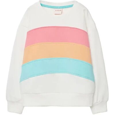 Boboli Fleece Sweatshirt With Stripes For Girl -Bci 128 OFF WHITE 128 Boboli Fleece Sweatshirt With Stripes For Girl -Bci 128 OFF WHITE 128