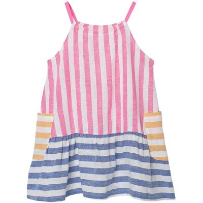 Boboli Linen Dress Striped For Girl 80 STRIPES 80 Boboli Linen Dress Striped For Girl 80 STRIPES 80