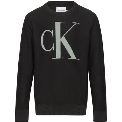 Calvin Monogram Reg. Sweater 128 CK BLACK 128 Calvin Monogram Reg. Sweater 128 CK BLACK 128