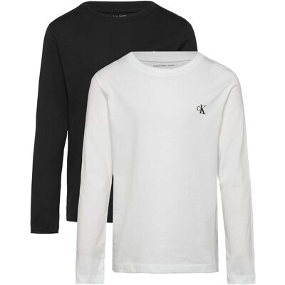 Calvin 2P Chest Mono Ls T-Shirt 128 CK BLACK BRIGHT WHITE 128 Calvin 2P Chest Mono Ls T-Shirt 128 CK BLACK BRIGHT WHITE 128
