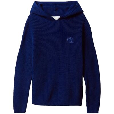 Calvin Rib Knit Hoodie 128 BOLD BLUE 128 Calvin Rib Knit Hoodie 128 BOLD BLUE 128