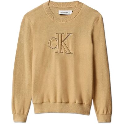 Calvin Quilted Monogram Sweater 116 SANDY BEIGE 116 Calvin Quilted Monogram Sweater 116 SANDY BEIGE 116