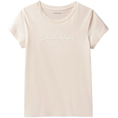 Calvin Script Logo Slim Ss T-Shirt 128 PEARL 12-1304 TCX 128 Calvin Script Logo Slim Ss T-Shirt 128 PEARL 12-1304 TCX 128