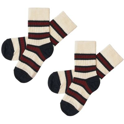 FUB 2-Pack Two-Tone Stripe Socks 19/21 ECRU 19/21 FUB 2-Pack Two-Tone Stripe Socks 19/21 ECRU 19/21
