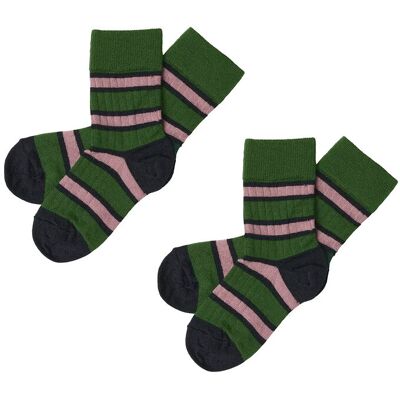 FUB 2-Pack Two-Tone Stripe Socks 19/21 FOREST 19/21 FUB 2-Pack Two-Tone Stripe Socks 19/21 FOREST 19/21