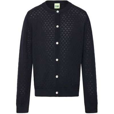 FUB Pointelle Cardigan 110 DARK NAVY 110 FUB Pointelle Cardigan 110 DARK NAVY 110