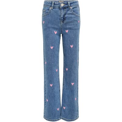 Kids Only Kogjuicy Wide Leg Heart Emb Jeans Noos 116 LIGHT MEDIUM BLUE DENIM 116 Kids Only Kogjuicy Wide Leg Heart Emb Jeans Noos 116 LIGHT MEDIUM BLUE DENIM 116