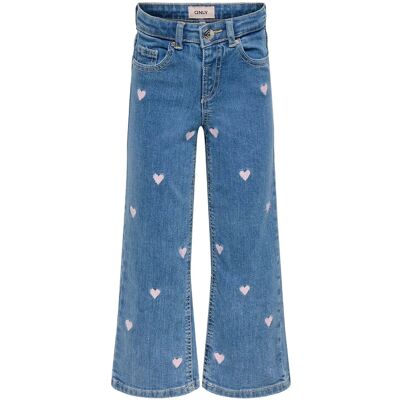 Kids Only Kmgjuicy Wide Leg Heart Emb Jeans Noos 122 LIGHT MEDIUM BLUE DENIM 122 Kids Only Kmgjuicy Wide Leg Heart Emb Jeans Noos 122 LIGHT MEDIUM BLUE DENIM 122