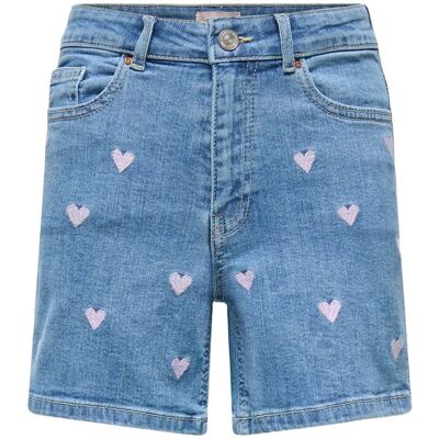 Kids Only Kogjuicy Hw Heart Emb Shorts Dnm 158 LIGHT MEDIUM BLUE DENIM 158 Kids Only Kogjuicy Hw Heart Emb Shorts Dnm 158 LIGHT MEDIUM BLUE DENIM 158