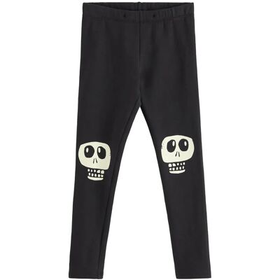 Lindex Leggings Skull Knee Patch Glow 98 BLACK 98 Lindex Leggings Skull Knee Patch Glow 98 BLACK 98