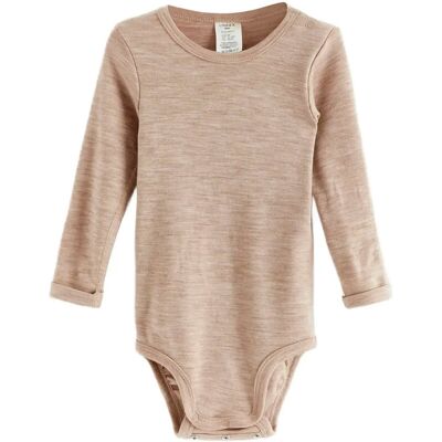 Lindex Long Sleeve Merino Wool Bodysuit 62 LIGHT BEIGE MELANGE 62 Lindex Long Sleeve Merino Wool Bodysuit 62 LIGHT BEIGE MELANGE 62