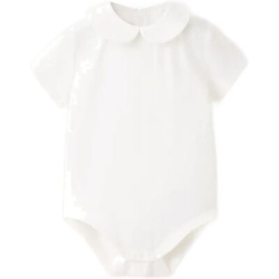 Mango Cotton Bodysuit With Peter Pan Collar 9-12M NATURAL WHITE 9-12M Mango Cotton Bodysuit With Peter Pan Collar 9-12M NATURAL WHITE 9-12M
