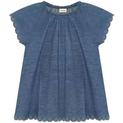 Minymo Blouse Ss Chambrey 98 FADED DENIM 98 Minymo Blouse Ss Chambrey 98 FADED DENIM 98
