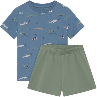 Minymo T-Shirt+Short Set Aop 122 BLUE SHADOW 122 Minymo T-Shirt+Short Set Aop 122 BLUE SHADOW 122