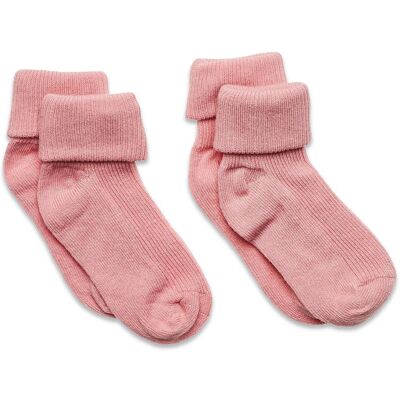 Minymo Baby Rib Sock W. Fold (2-Pack) 19-22 ROSE 19-22 Minymo Baby Rib Sock W. Fold (2-Pack) 19-22 ROSE 19-22