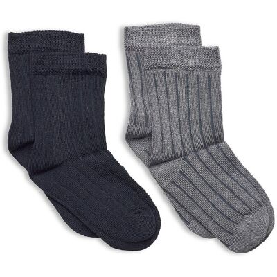 Minymo Ankle Sock - Rib (2-Pack) 15-18 SLEET 15-18 Minymo Ankle Sock - Rib (2-Pack) 15-18 SLEET 15-18