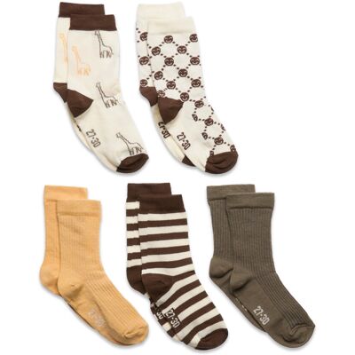 Minymo Socks W. Pattern (5-Pack) 19\22 COCOA BROWN 19\22 Minymo Socks W. Pattern (5-Pack) 19\22 COCOA BROWN 19\22