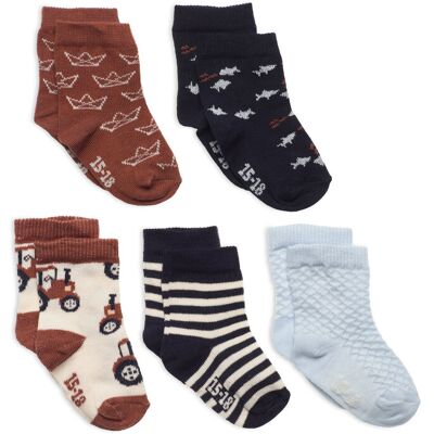 Minymo Socks W. Pattern (5-Pack) 19/22 TORTOISE SHELL 19/22 Minymo Socks W. Pattern (5-Pack) 19/22 TORTOISE SHELL 19/22