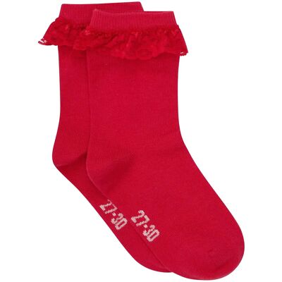 Minymo Ankle Sock W. Lace 15\18 RED 15\18 Minymo Ankle Sock W. Lace 15\18 RED 15\18