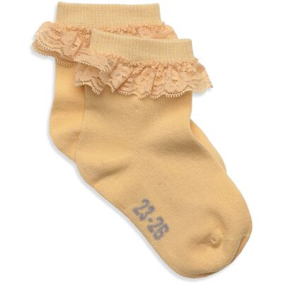 Minymo Ankle Sock W. Lace 19/22 STRAW 19/22 Minymo Ankle Sock W. Lace 19/22 STRAW 19/22
