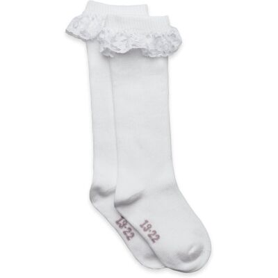 Minymo Knee Sock W. Lace 31\34 WHITE 31\34 Minymo Knee Sock W. Lace 31\34 WHITE 31\34