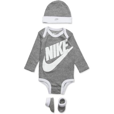 Nike Bodysuit+Hat+Bootie 50-68 DK GREY HEATHER 50-68 Nike Bodysuit+Hat+Bootie 50-68 DK GREY HEATHER 50-68