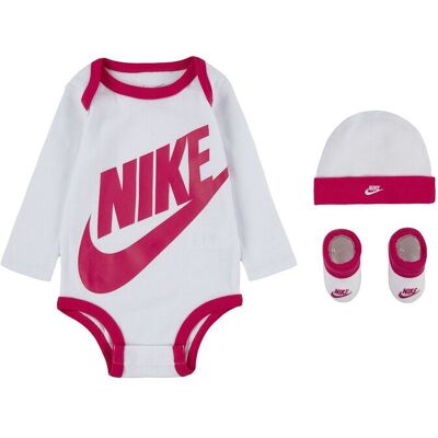 Nike Bodysuit+Hat+Bootie 50-68 WHITE / PINK 50-68 Nike Bodysuit+Hat+Bootie 50-68 WHITE / PINK 50-68