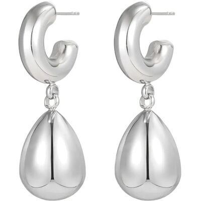Bud To Rose Chunky Hoop Drop Earring Silver ONE SIZE SILVER ONE SIZE Bud To Rose Chunky Hoop Drop Earring Silver ONE SIZE SILVER ONE SIZE