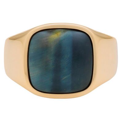 IX Studios Ix Cushion Signet Ring Hawks Eye 52 GOLD 52 IX Studios Ix Cushion Signet Ring Hawks Eye 52 GOLD 52