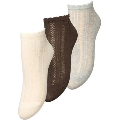 Becksöndergaard Crochia Cotta Short Sock 3 Pack 37-39 GREY/OFF-WHITE/BROWN 37-39 Becksöndergaard Crochia Cotta Short Sock 3 Pack 37-39 GREY/OFF-WHITE/BROWN 37-39