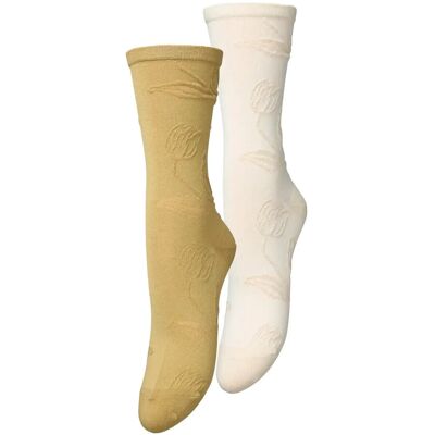 Becksöndergaard Stencia Cotta Sock 2 Pack 39-41 OFF-WHITE/GREEN 39-41 Becksöndergaard Stencia Cotta Sock 2 Pack 39-41 OFF-WHITE/GREEN 39-41