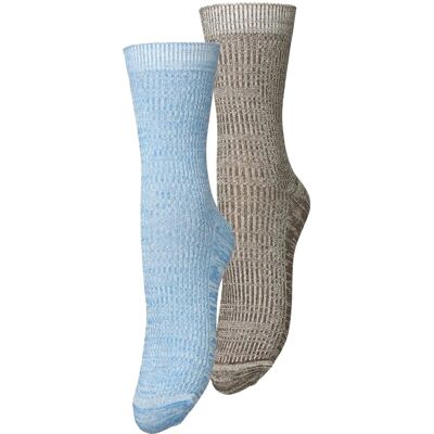 Becksöndergaard Mela Cotta Sock 2 Pack 37-39 BLUE/BROWN 37-39 Becksöndergaard Mela Cotta Sock 2 Pack 37-39 BLUE/BROWN 37-39
