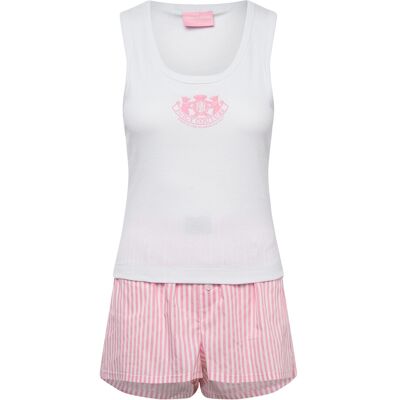 Juicy Couture Dog Crest Vest + Boxer Short Set XS PINSTRIPE PINK XS Juicy Couture Dog Crest Vest + Boxer Short Set XS PINSTRIPE PINK XS