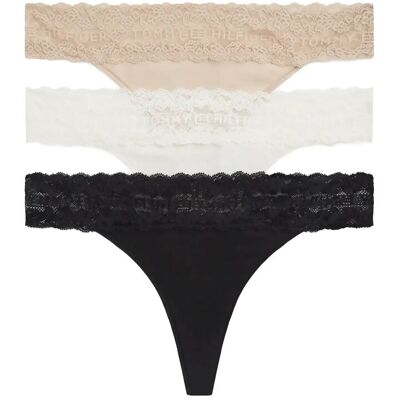 Tommy Hilfiger 3 Pack Tanga Thong S IVORY MISTY BLUSH BLACK S Tommy Hilfiger 3 Pack Tanga Thong S IVORY MISTY BLUSH BLACK S