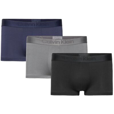 Calvin Low Rise Trunk 3Pk XL BLACK, BLUE SHADOW, GREY SKY XL Calvin Low Rise Trunk 3Pk XL BLACK, BLUE SHADOW, GREY SKY XL