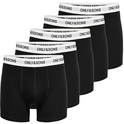 ONLY & SONS Onsfitz Solid Black Boxer 5-Pack XS BLACK XS ONLY & SONS Onsfitz Solid Black Boxer 5-Pack XS BLACK XS