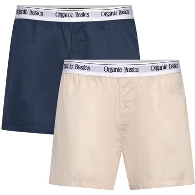 Organic Basics Easy Boxer Shorts 2-Pack S MIDNIGHT BLUE / SANDSTONE S Organic Basics Easy Boxer Shorts 2-Pack S MIDNIGHT BLUE / SANDSTONE S