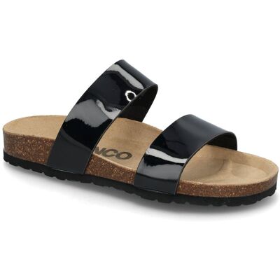 Bianco Biabetricia Twin Strap Sandal Patent Leather 39 BLACK 39 Bianco Biabetricia Twin Strap Sandal Patent Leather 39 BLACK 39