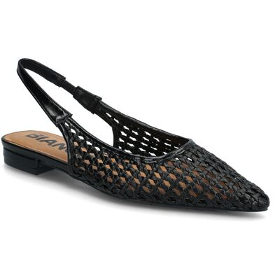 Bianco Biabari Slingback Weaved Faux Leather 39 BLACK 39 Bianco Biabari Slingback Weaved Faux Leather 39 BLACK 39