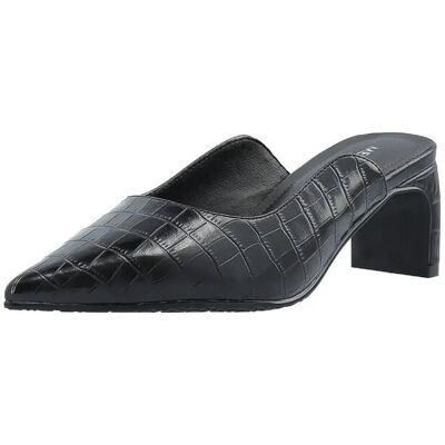 Bianco Rowe Heel Cutline Mule #C 40 BLACK CROCO 40 Bianco Rowe Heel Cutline Mule #C 40 BLACK CROCO 40