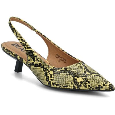 Bianco Biakristin Kitten Heel Slingback Faux Leather 36 YELLOW SNAKE 36 Bianco Biakristin Kitten Heel Slingback Faux Leather 36 YELLOW SNAKE 36
