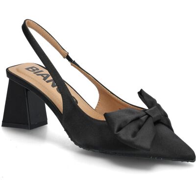 Bianco Biamaralyn Slingback Bow Satin 38 BLACK 38 Bianco Biamaralyn Slingback Bow Satin 38 BLACK 38