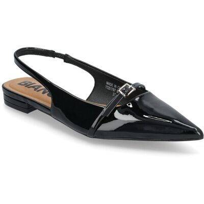 Bianco Biabari Pointy Flat Slingback Faux Leather 36 BLACK PATENT 36 Bianco Biabari Pointy Flat Slingback Faux Leather 36 BLACK PATENT 36