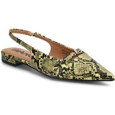 Bianco Biabari Pointy Flat Slingback Faux Leather 38 YELLOW SNAKE 38 Bianco Biabari Pointy Flat Slingback Faux Leather 38 YELLOW SNAKE 38