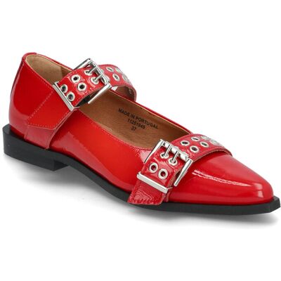 Bianco Biavictoria Double Buckle Ballet Flat Nappalak 38 RED 38 Bianco Biavictoria Double Buckle Ballet Flat Nappalak 38 RED 38