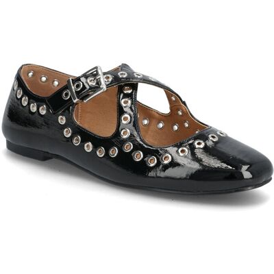 Bianco Bialilja Cross Mary Jane Studded Faux Leather 36 BLACK PATENT 36 Bianco Bialilja Cross Mary Jane Studded Faux Leather 36 BLACK PATENT 36