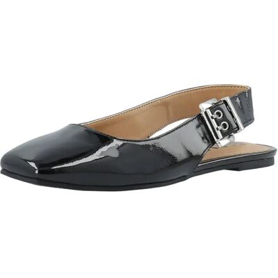 Bianco Biarose Karré Flat Buckle Slingback Faux Leather 37 BLACK PATENT 37 Bianco Biarose Karré Flat Buckle Slingback Faux Leather 37 BLACK PATENT 37