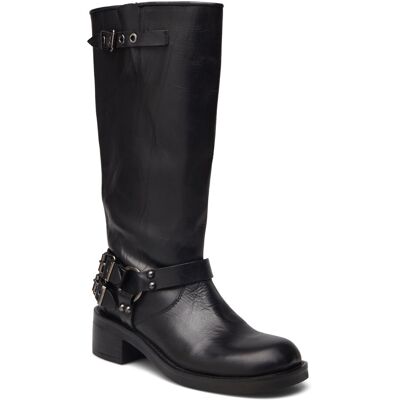 Bianco Biaharper Biker Boot Pull Up Leather 40 JET BLACK 40 Bianco Biaharper Biker Boot Pull Up Leather 40 JET BLACK 40
